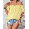 imageMakeMeChic Womens Off Shoulder Tops Short Sleeve Textured Dressy Casual Summer BlousesLight Yellow
