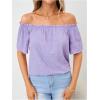 imageMakeMeChic Womens Off Shoulder Tops Short Sleeve Textured Dressy Casual Summer BlousesMauve Purple