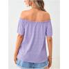 imageMakeMeChic Womens Off Shoulder Tops Short Sleeve Textured Dressy Casual Summer BlousesMauve Purple