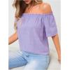 imageMakeMeChic Womens Off Shoulder Tops Short Sleeve Textured Dressy Casual Summer BlousesMauve Purple
