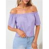 imageMakeMeChic Womens Off Shoulder Tops Short Sleeve Textured Dressy Casual Summer BlousesMauve Purple