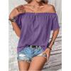 imageMakeMeChic Womens Off Shoulder Tops Short Sleeve Textured Dressy Casual Summer BlousesPurple