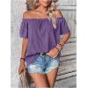 imageMakeMeChic Womens Off Shoulder Tops Short Sleeve Textured Dressy Casual Summer BlousesPurple