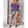 imageMakeMeChic Womens Off Shoulder Tops Short Sleeve Textured Dressy Casual Summer BlousesPurple