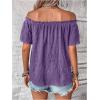 imageMakeMeChic Womens Off Shoulder Tops Short Sleeve Textured Dressy Casual Summer BlousesPurple