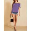imageMakeMeChic Womens Off Shoulder Tops Short Sleeve Textured Dressy Casual Summer BlousesPurple a