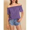imageMakeMeChic Womens Off Shoulder Tops Short Sleeve Textured Dressy Casual Summer BlousesPurple a