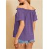 imageMakeMeChic Womens Off Shoulder Tops Short Sleeve Textured Dressy Casual Summer BlousesPurple a