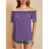 imageMakeMeChic Womens Off Shoulder Tops Short Sleeve Textured Dressy Casual Summer BlousesPurple a