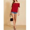 imageMakeMeChic Womens Off Shoulder Tops Short Sleeve Textured Dressy Casual Summer BlousesRed a