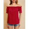 imageMakeMeChic Womens Off Shoulder Tops Short Sleeve Textured Dressy Casual Summer BlousesRed a