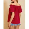 imageMakeMeChic Womens Off Shoulder Tops Short Sleeve Textured Dressy Casual Summer BlousesRed a