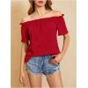 imageMakeMeChic Womens Off Shoulder Tops Short Sleeve Textured Dressy Casual Summer BlousesRed a