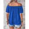 imageMakeMeChic Womens Off Shoulder Tops Short Sleeve Textured Dressy Casual Summer BlousesRoyal Blue
