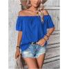 imageMakeMeChic Womens Off Shoulder Tops Short Sleeve Textured Dressy Casual Summer BlousesRoyal Blue