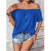 imageMakeMeChic Womens Off Shoulder Tops Short Sleeve Textured Dressy Casual Summer BlousesRoyal Blue