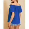 imageMakeMeChic Womens Off Shoulder Tops Short Sleeve Textured Dressy Casual Summer BlousesRoyal Blue a