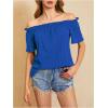 imageMakeMeChic Womens Off Shoulder Tops Short Sleeve Textured Dressy Casual Summer BlousesRoyal Blue a