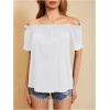 imageMakeMeChic Womens Off Shoulder Tops Short Sleeve Textured Dressy Casual Summer BlousesWhite