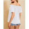 imageMakeMeChic Womens Off Shoulder Tops Short Sleeve Textured Dressy Casual Summer BlousesWhite