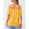imageMakeMeChic Womens Off Shoulder Tops Short Sleeve Textured Dressy Casual Summer BlousesYellow