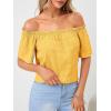 imageMakeMeChic Womens Off Shoulder Tops Short Sleeve Textured Dressy Casual Summer BlousesYellow