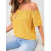 imageMakeMeChic Womens Off Shoulder Tops Short Sleeve Textured Dressy Casual Summer BlousesYellow