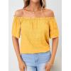 imageMakeMeChic Womens Off Shoulder Tops Short Sleeve Textured Dressy Casual Summer BlousesYellow