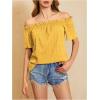 imageMakeMeChic Womens Off Shoulder Tops Short Sleeve Textured Dressy Casual Summer BlousesYellow a
