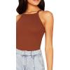 imageMakeMeChic Womens Sleeveless Knit Slim Summer Halter Cami TopBrown