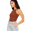 imageMakeMeChic Womens Sleeveless Knit Slim Summer Halter Cami TopBrown