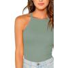 imageMakeMeChic Womens Sleeveless Knit Slim Summer Halter Cami TopGreen