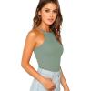 imageMakeMeChic Womens Sleeveless Knit Slim Summer Halter Cami TopGreen
