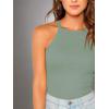 imageMakeMeChic Womens Sleeveless Knit Slim Summer Halter Cami TopGreen