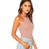 imageMakeMeChic Womens Sleeveless Knit Slim Summer Halter Cami TopPink