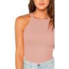 imageMakeMeChic Womens Sleeveless Knit Slim Summer Halter Cami TopPink