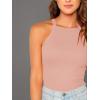 imageMakeMeChic Womens Sleeveless Knit Slim Summer Halter Cami TopPink