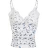 imageMakeMeChic Womens Halter Top Y2K Lace V Neck Ruched Low Cut Halter Tank Tops Camisole TopsBlue and White