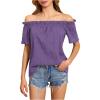imageMakeMeChic Womens Off Shoulder Tops Short Sleeve Textured Dressy Casual Summer BlousesPurple a