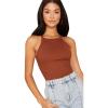 imageMakeMeChic Womens Sleeveless Knit Slim Summer Halter Cami TopBrown
