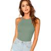 imageMakeMeChic Womens Sleeveless Knit Slim Summer Halter Cami TopGreen