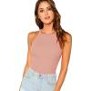 imageMakeMeChic Womens Sleeveless Knit Slim Summer Halter Cami TopPink