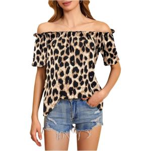 imageMakeMeChic Womens Off Shoulder Tops Short Sleeve Textured Dressy Casual Summer BlousesMulticolor a