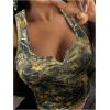 imageMakeMeChic Womens Camo Notched Wide Strap Tank Top Sleeveless Streetwear Crop TopsGreen