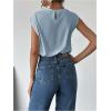 imageMakeMeChic Womens Draped Neck Cap Sleeve Mock Neck Keyhole Office Shirt Blouse TopsBlue