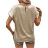 imageMakeMeChic Womens Elegant Metallic Tops Short Sleeve Round Neck BlousesGold