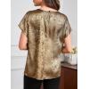 imageMakeMeChic Womens Elegant Metallic Tops Short Sleeve Round Neck BlousesGold a