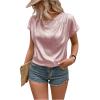 imageMakeMeChic Womens Elegant Metallic Tops Short Sleeve Round Neck BlousesPink