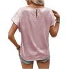 imageMakeMeChic Womens Elegant Metallic Tops Short Sleeve Round Neck BlousesPink