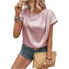 imageMakeMeChic Womens Elegant Metallic Tops Short Sleeve Round Neck BlousesPink
